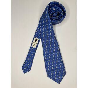 Vineyard Vines Boys Silk Tie Blue Tropical Parrot Palm Tree Kids Youth 50"